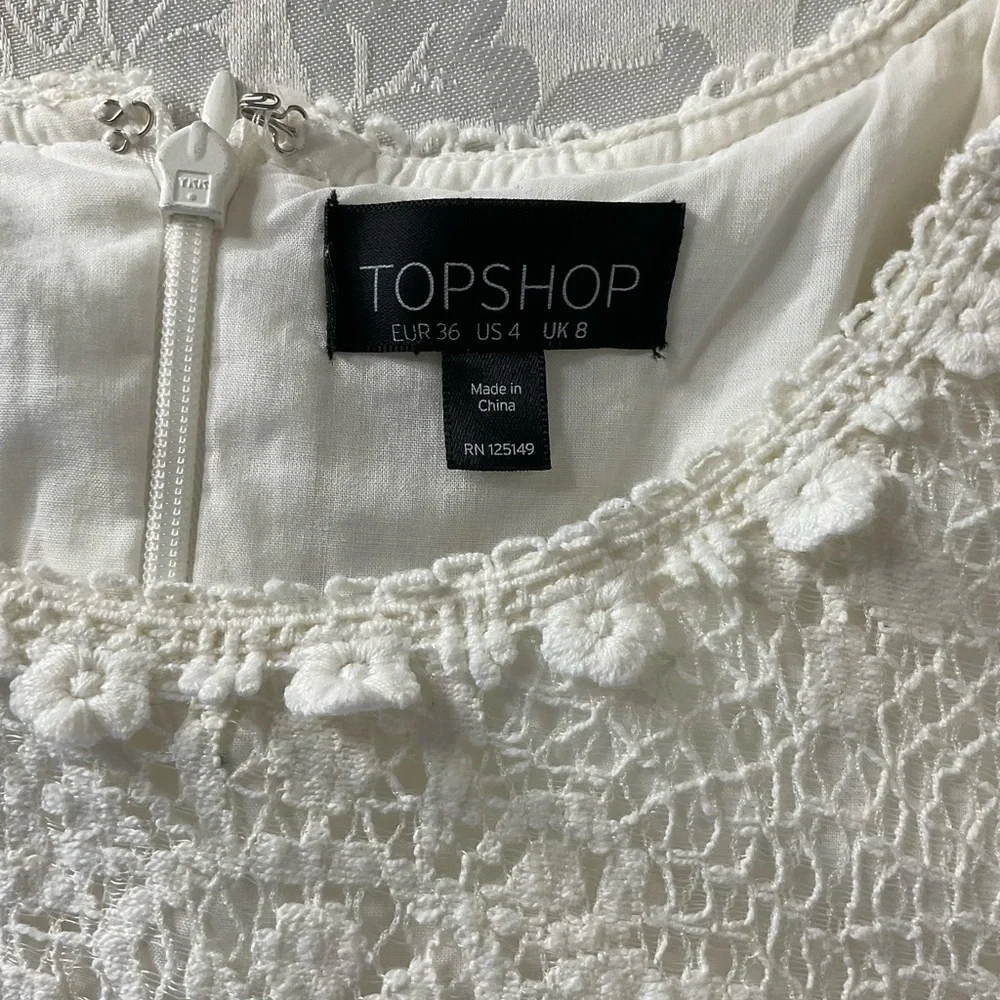 TopShop white sleeveless eyelet Lace Sleeveless short dress Women Size 4 - Picture 9 of 9